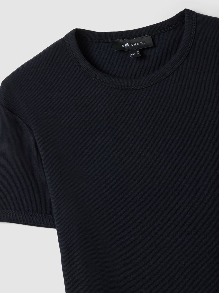 T-shirt in cotone elasticizzato nero slim fit_1