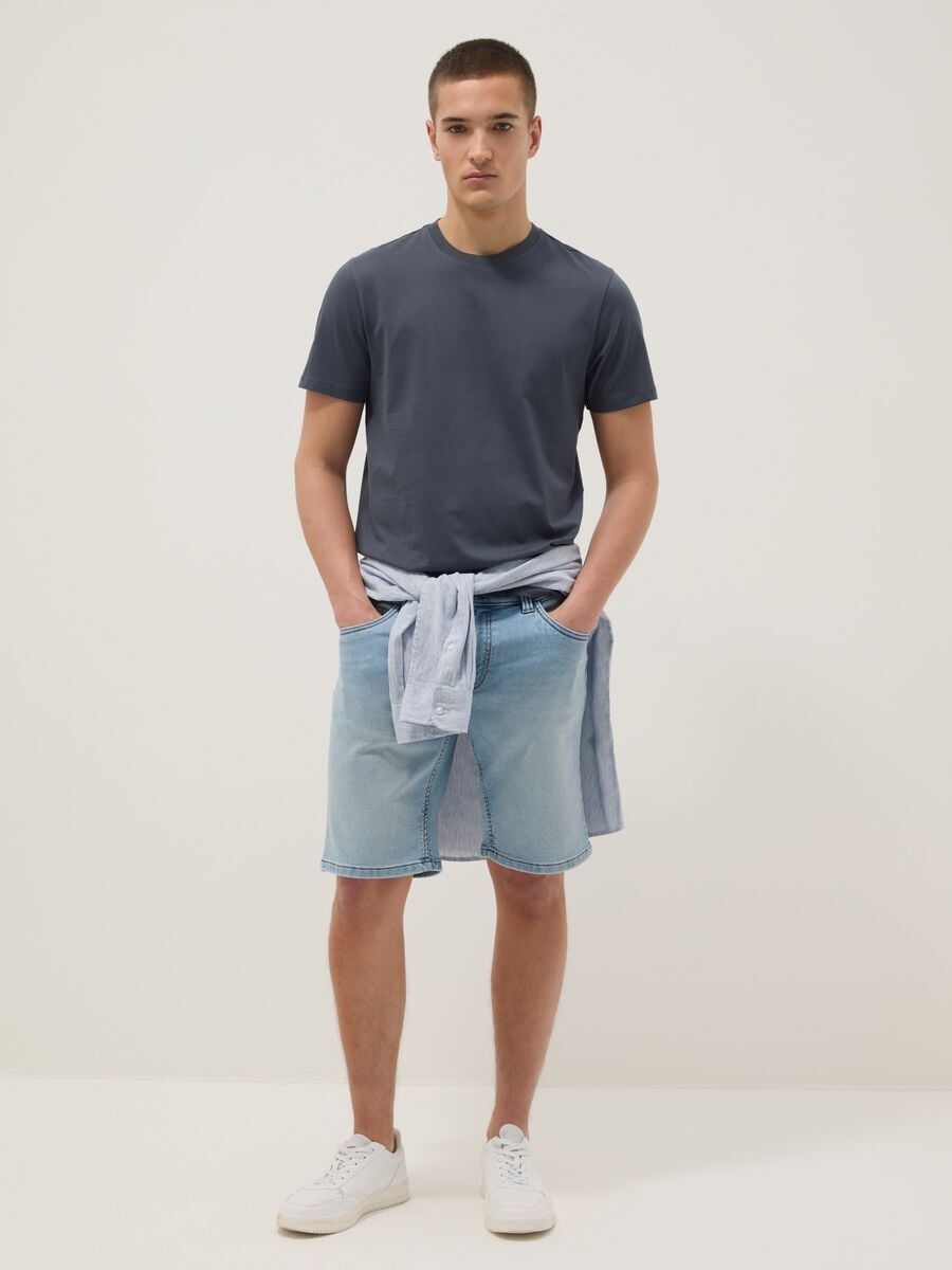 Blue pure cotton short sleeve T-shirt regular fit_2