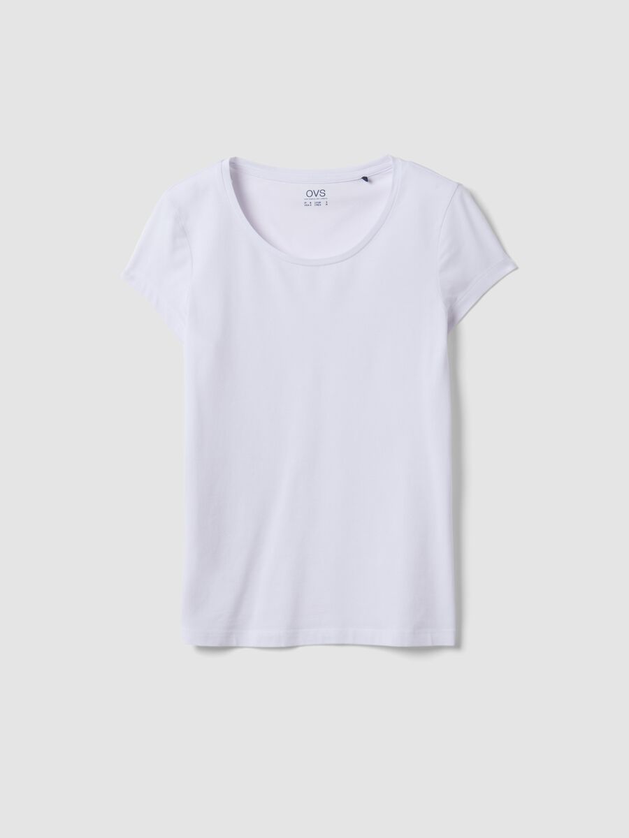 Wei&szlig;es T-Shirt aus elastischer Baumwolle mit Rundhalsausschnitt, Regular Fit_4