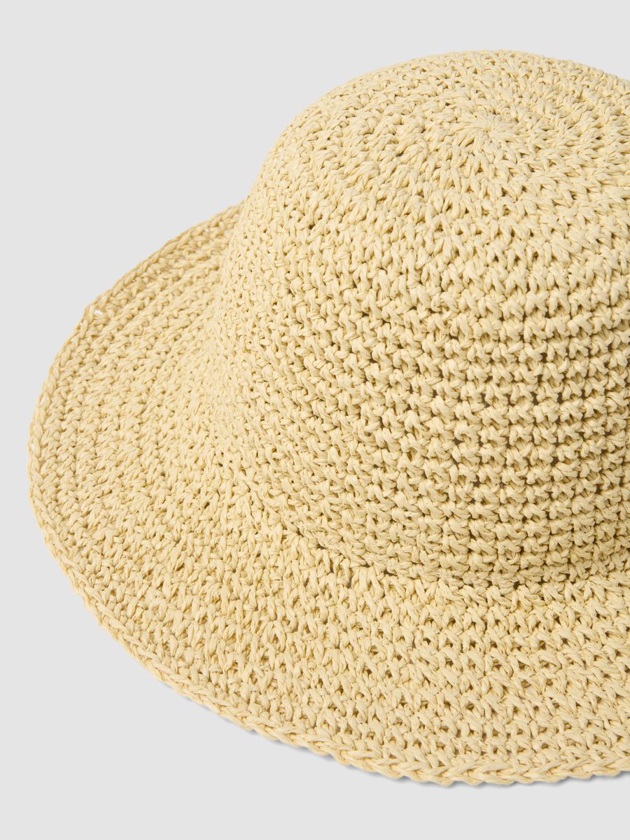 Beige pure paper fabric cloche hat_1