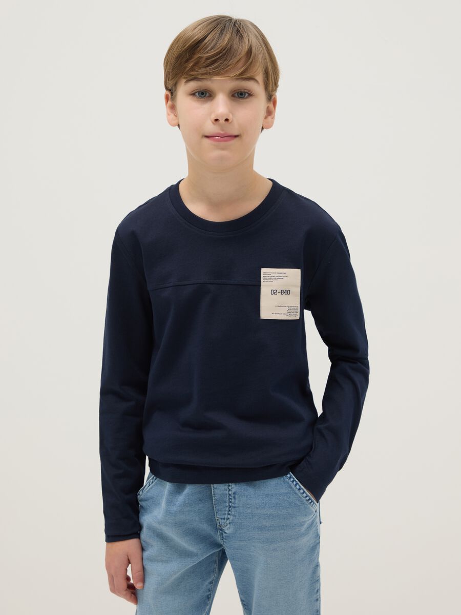 Boy's blue T-shirt in pure cotton regular fit with print_0