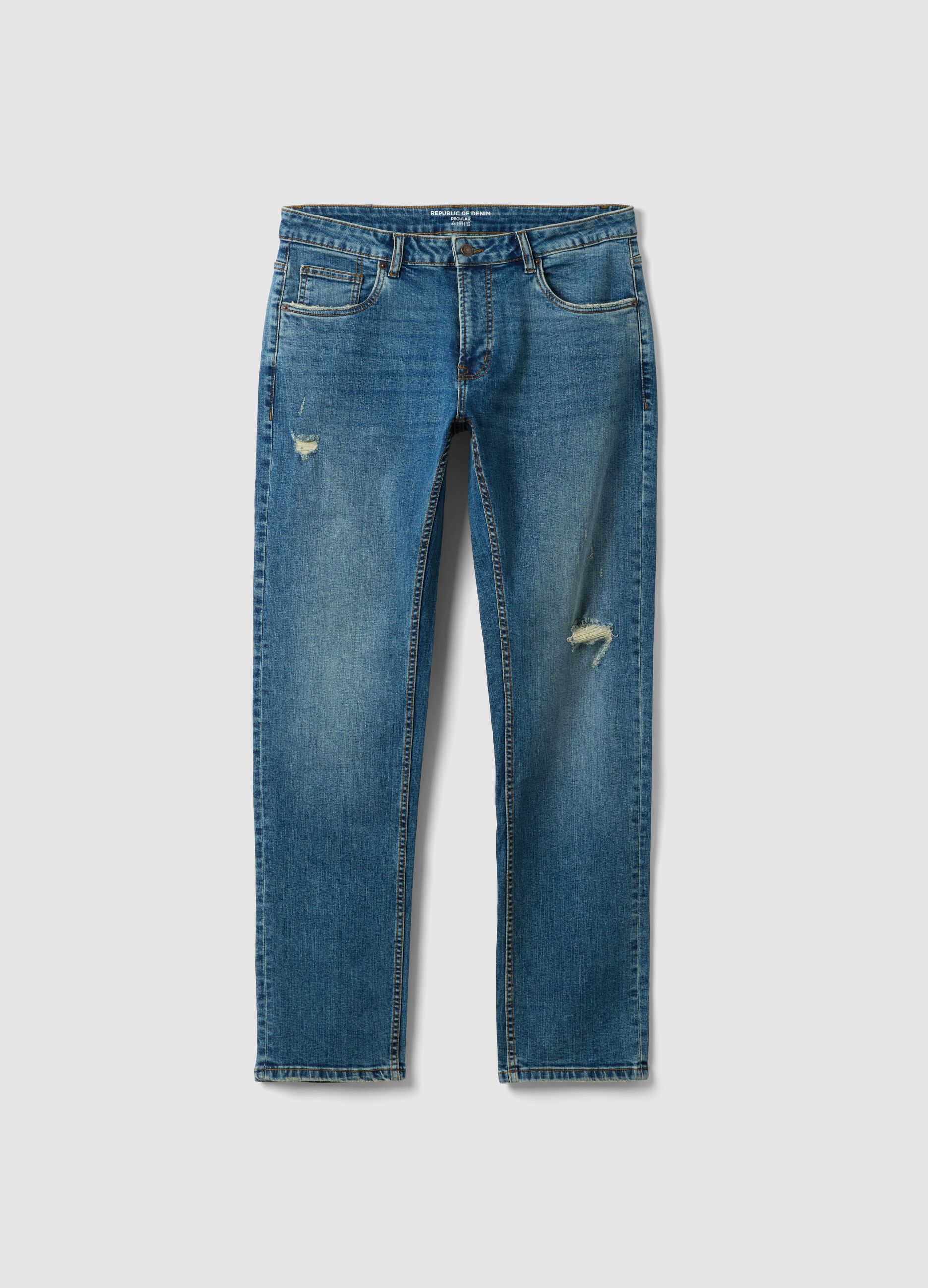 Blaue Denim-Jeans aus Stretch-Baumwolle, Regular Fit