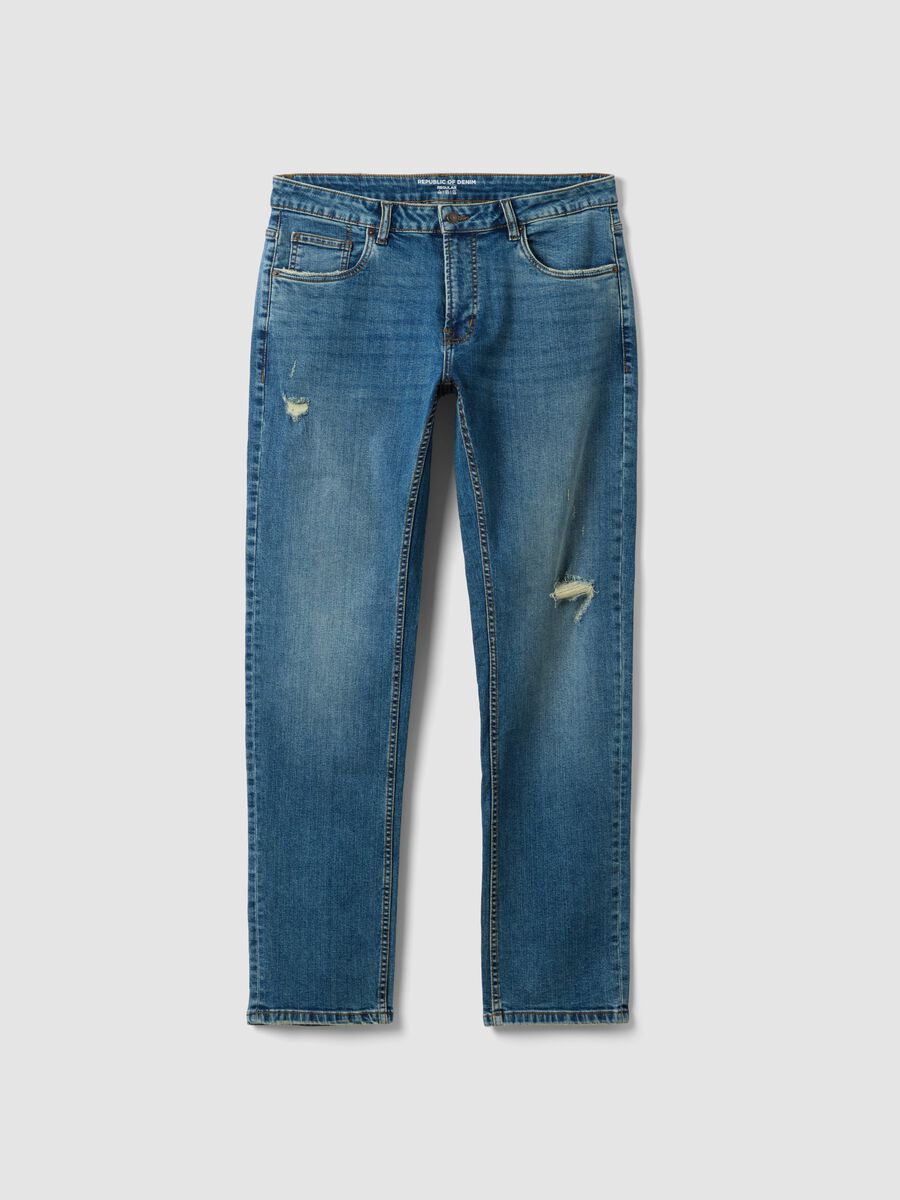 Blaue Denim-Jeans aus Stretch-Baumwolle, Regular Fit_0
