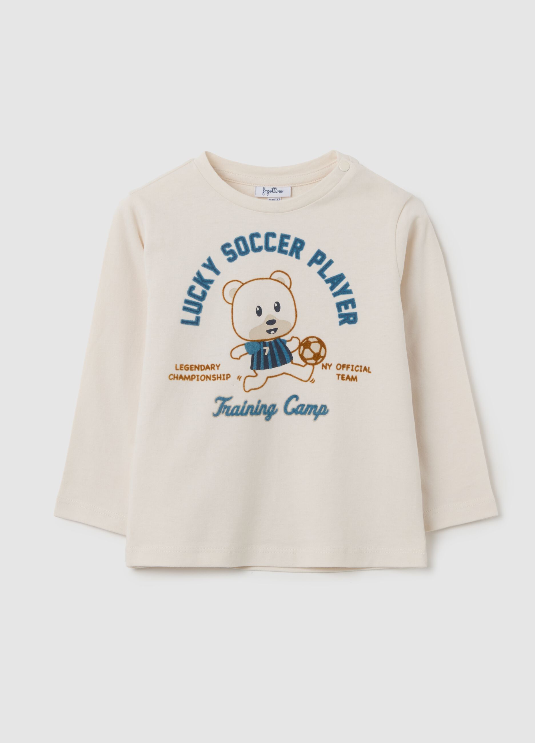 Children's beige pure cotton t-shirt with print