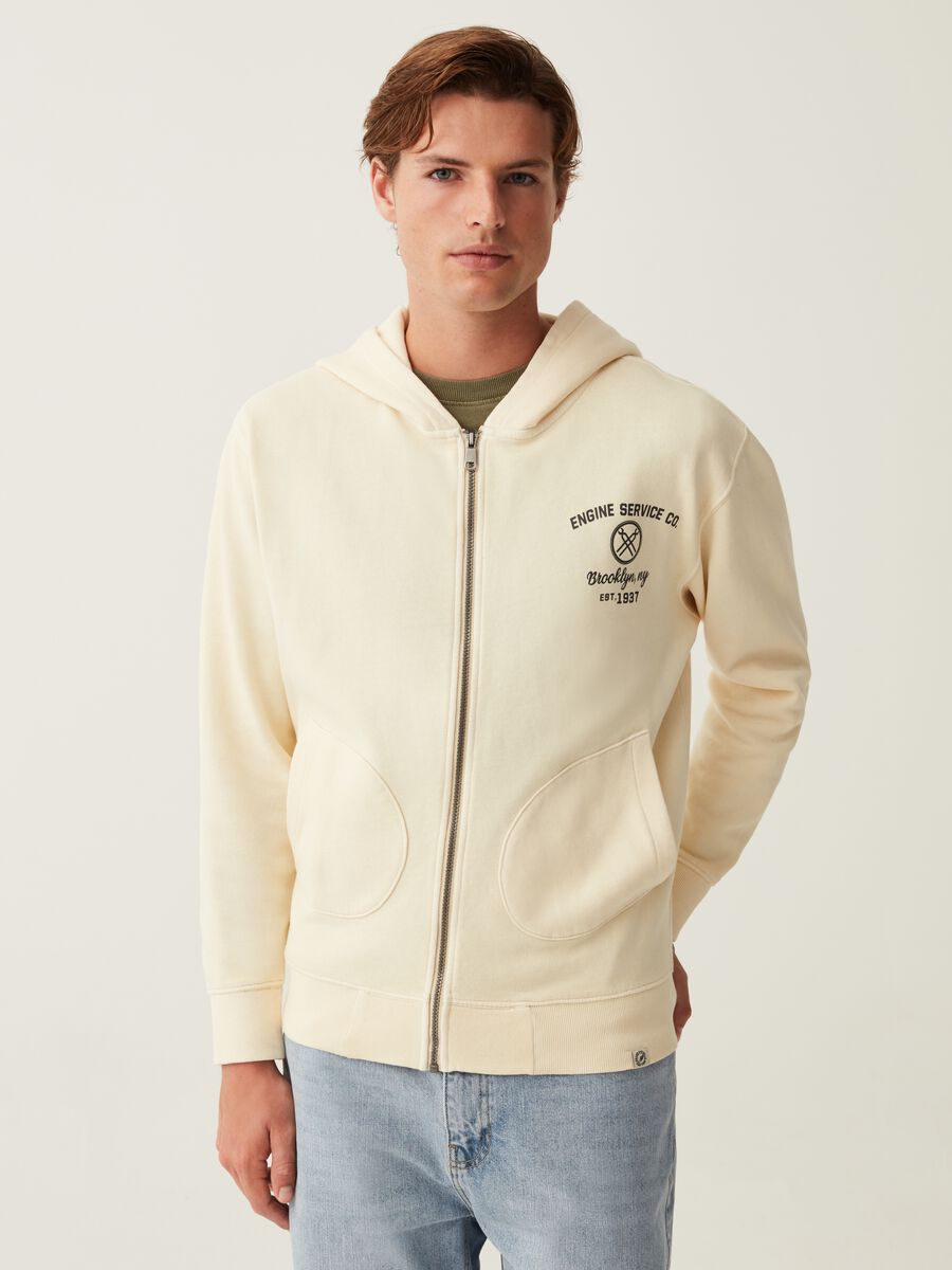 Full-zip sweatshirt with hood and print_1