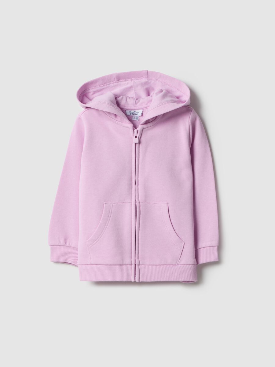Purple hoodie for girls in pure cotton regular fit_0