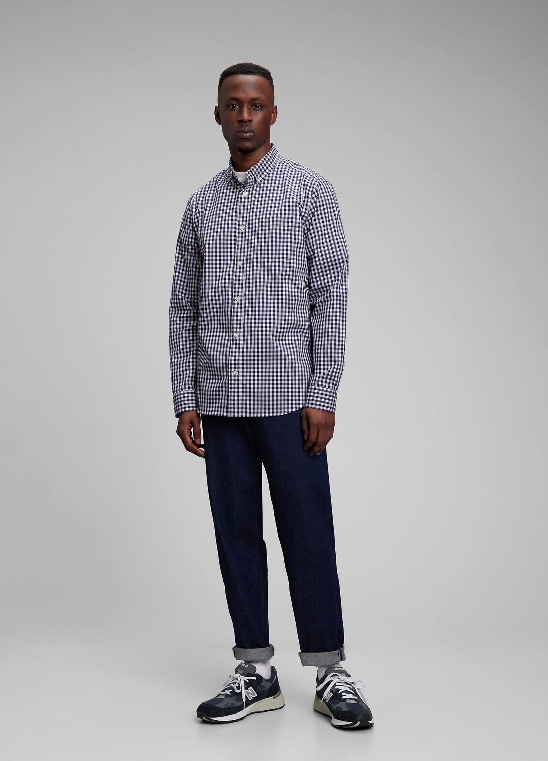 Shirt in Coolmax® fabric with gingham pattern