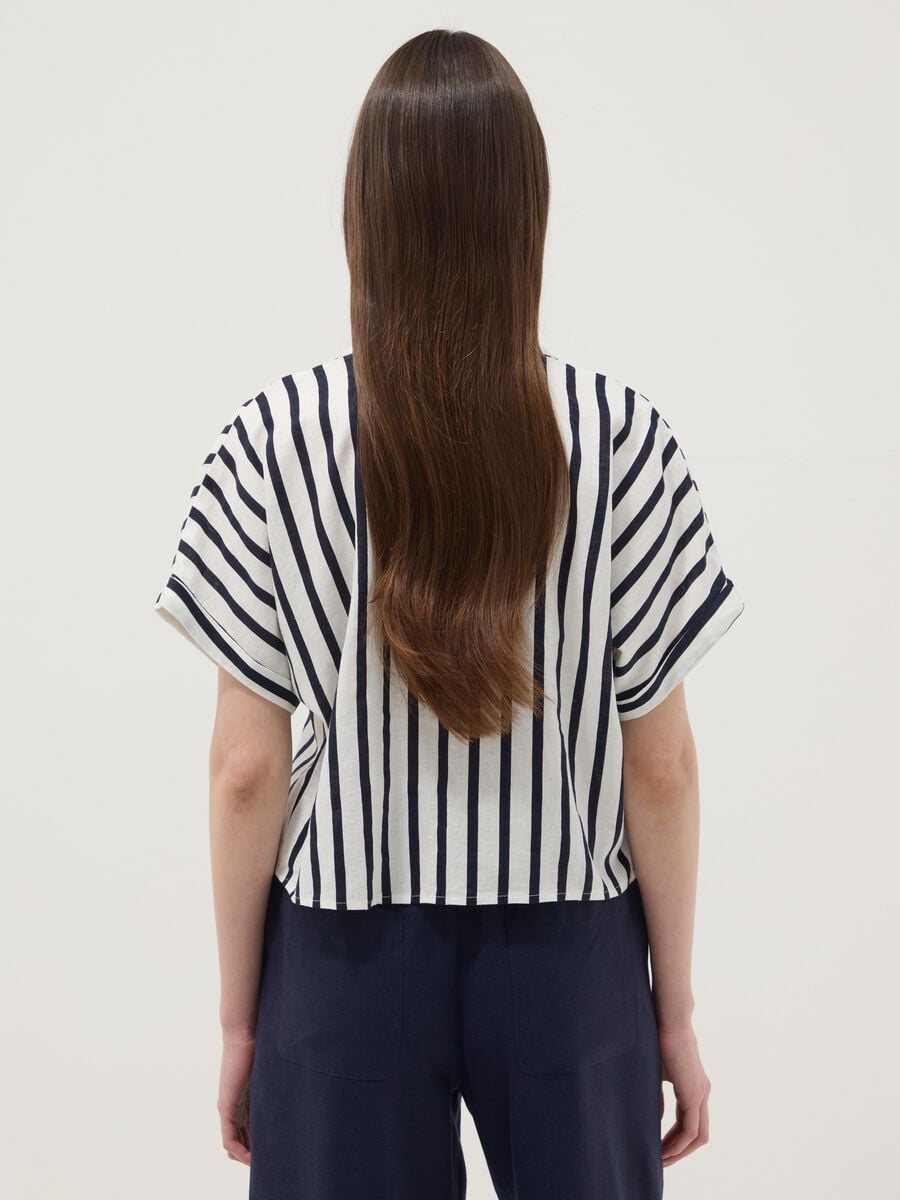 Multicolour striped regular-fit linen and viscose blend shirt_3