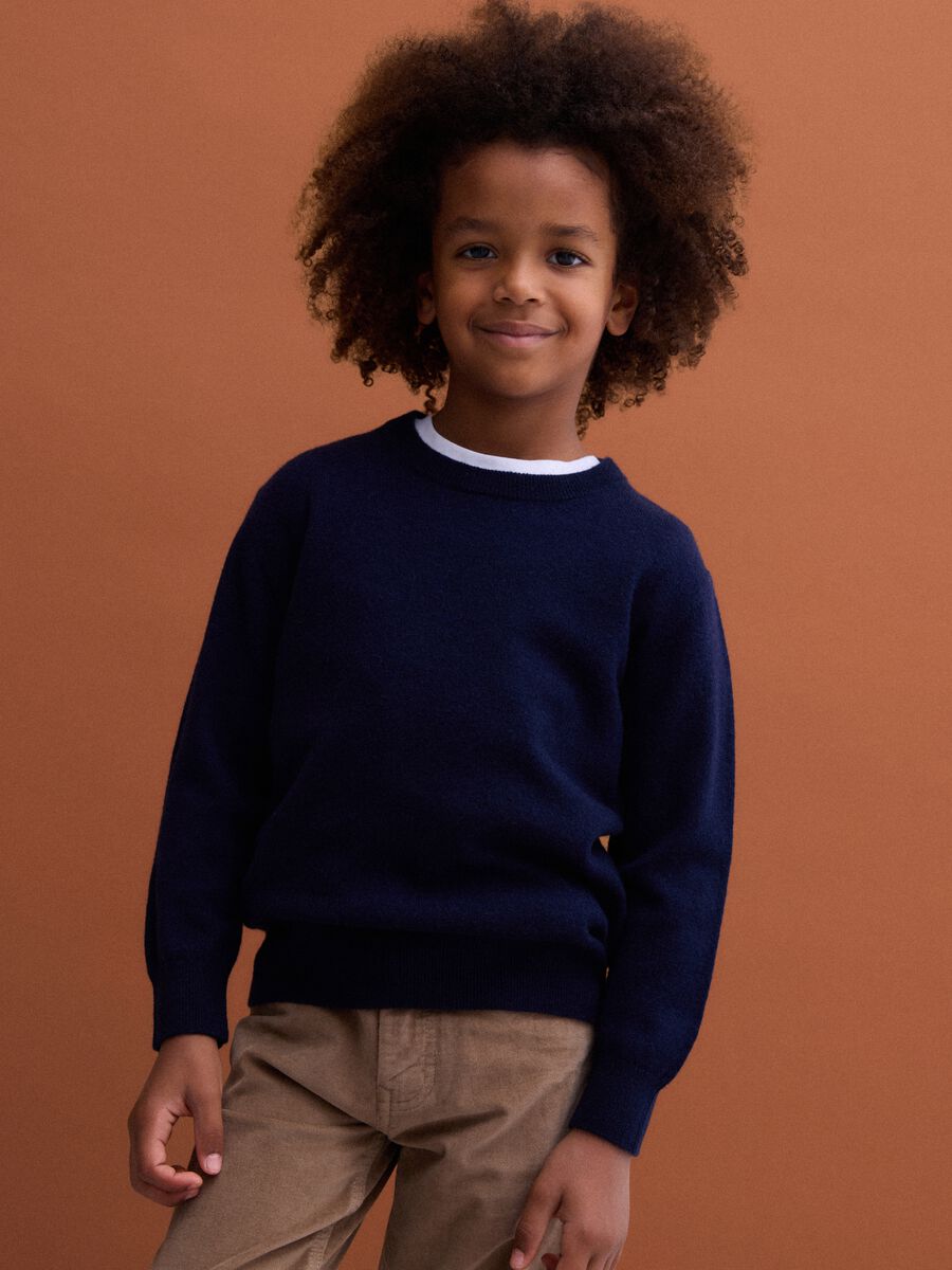 Blue pure wool long-sleeve jumper, regular fit_1