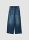 Blue denim wide-leg jeans in pure cotton_0