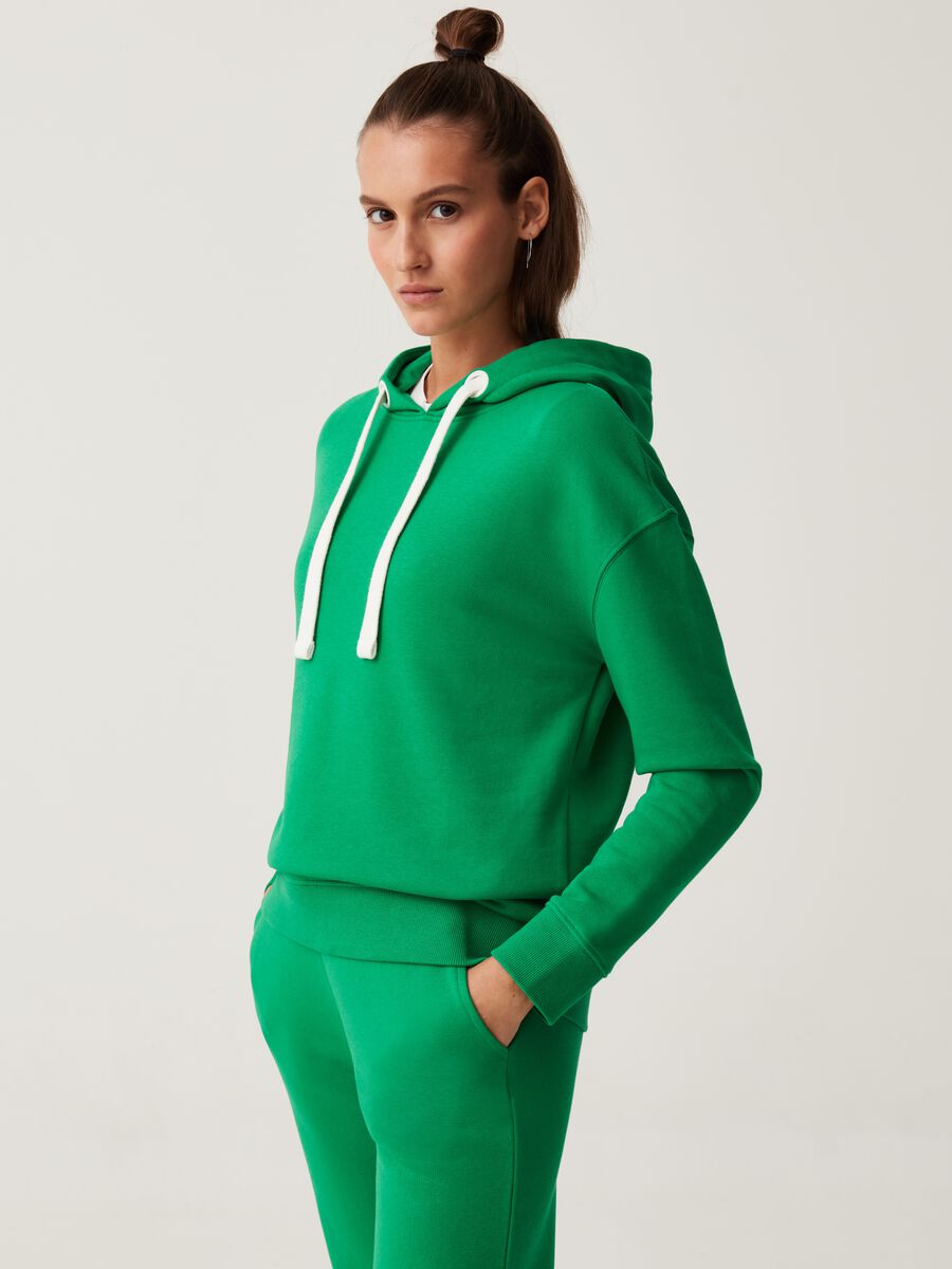 Fitness solid colour sweatshirt with hood_0