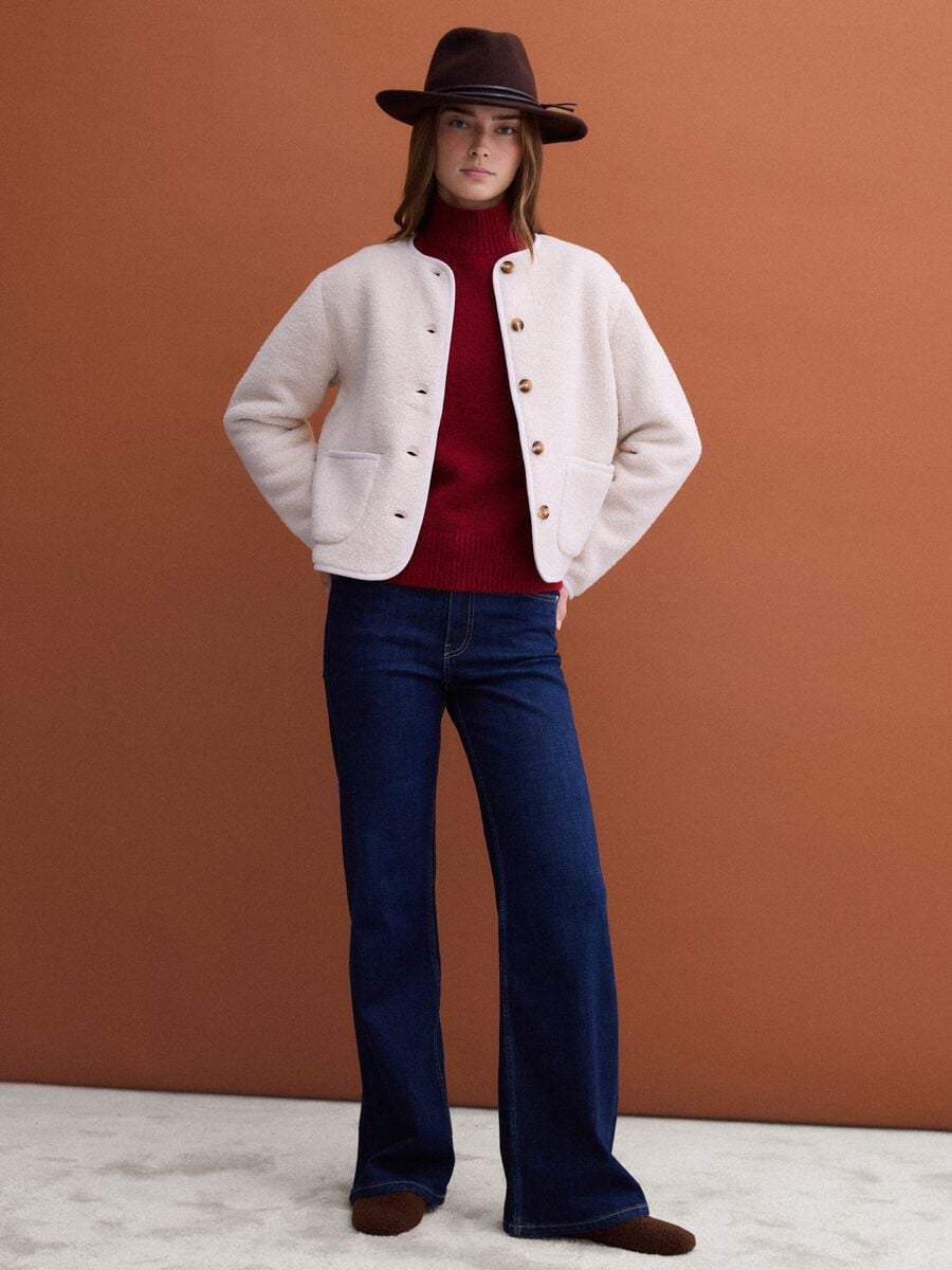 Giacca bianca girocollo regular fit in jersey knit_2