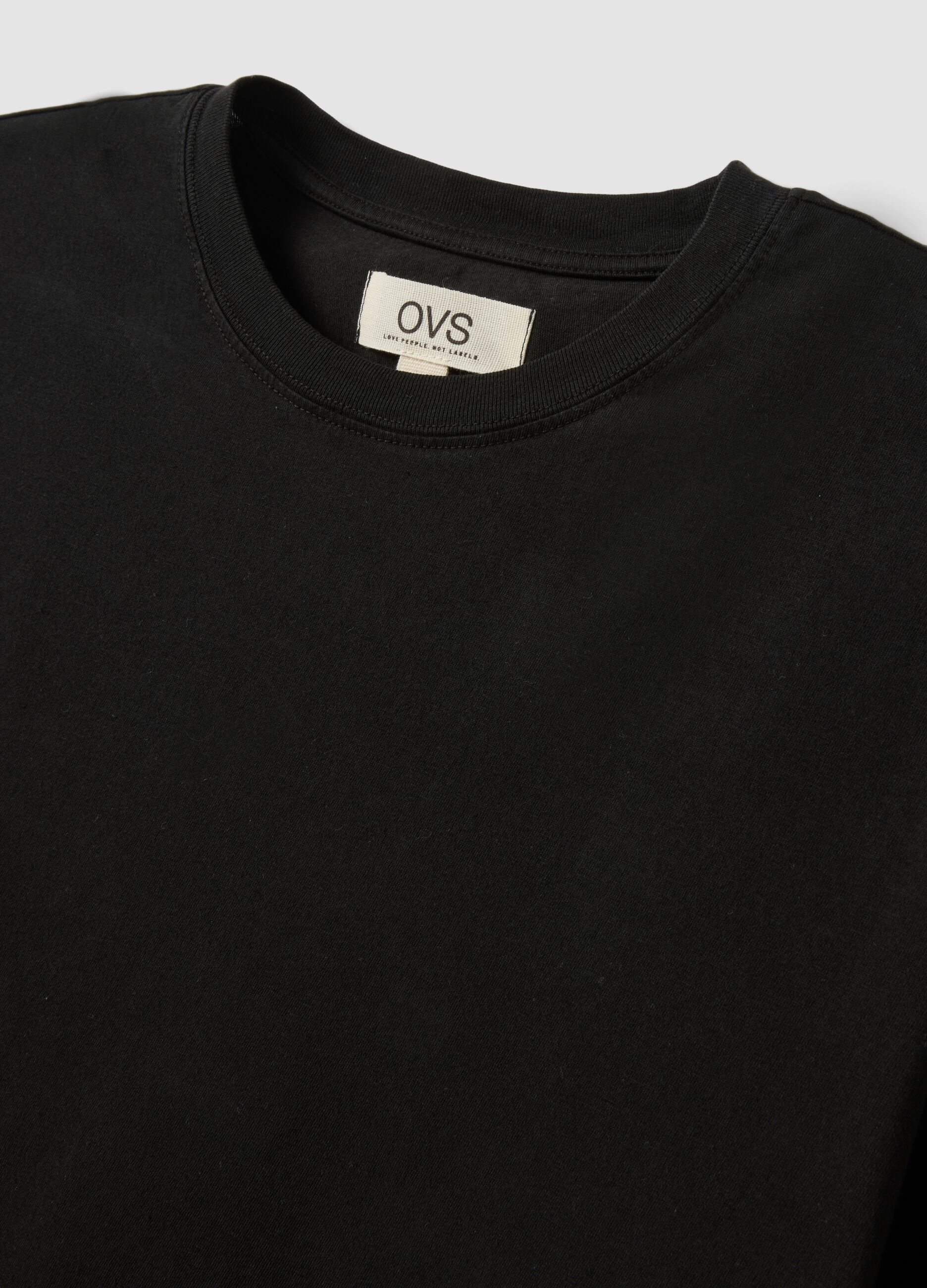 Black pure cotton short-sleeve regular fit T-shirt