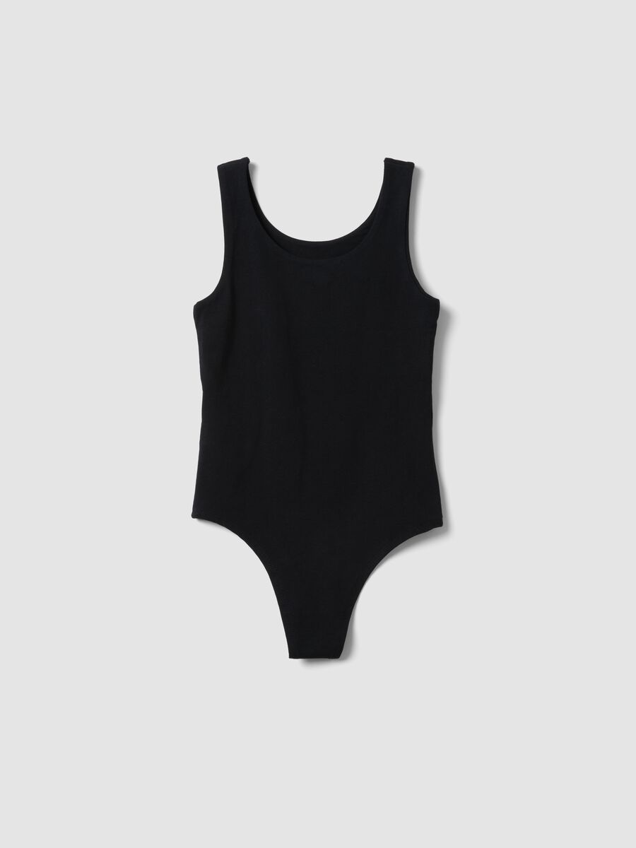 Girls&rsquo; black fitted stretch cotton bodysuit_1