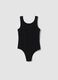 Girls&rsquo; black fitted stretch cotton bodysuit_1