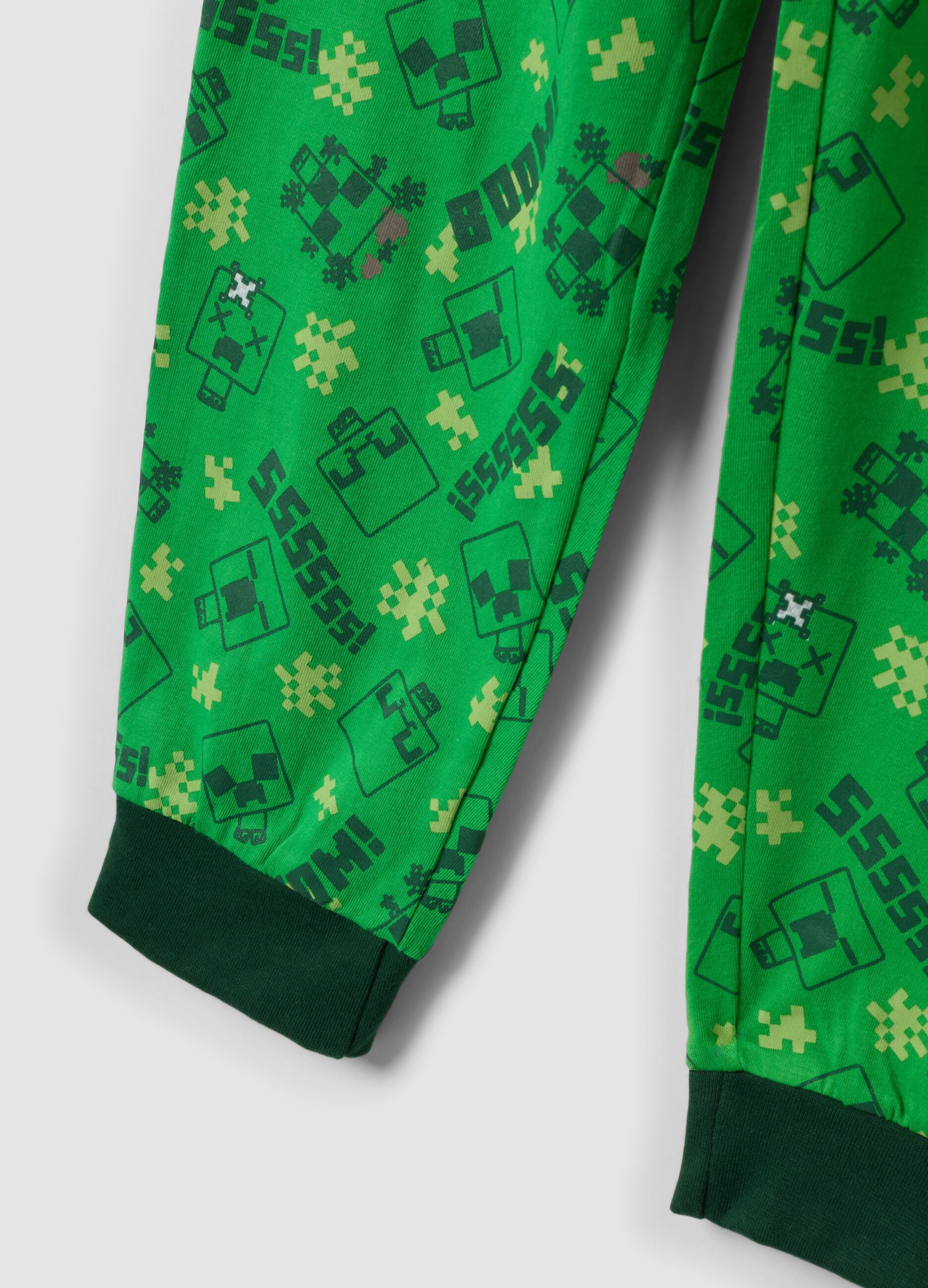 Gr&uuml;ner Pyjama aus reiner Bio-Baumwolle mit Minecraft-Print f&uuml;r Jungen