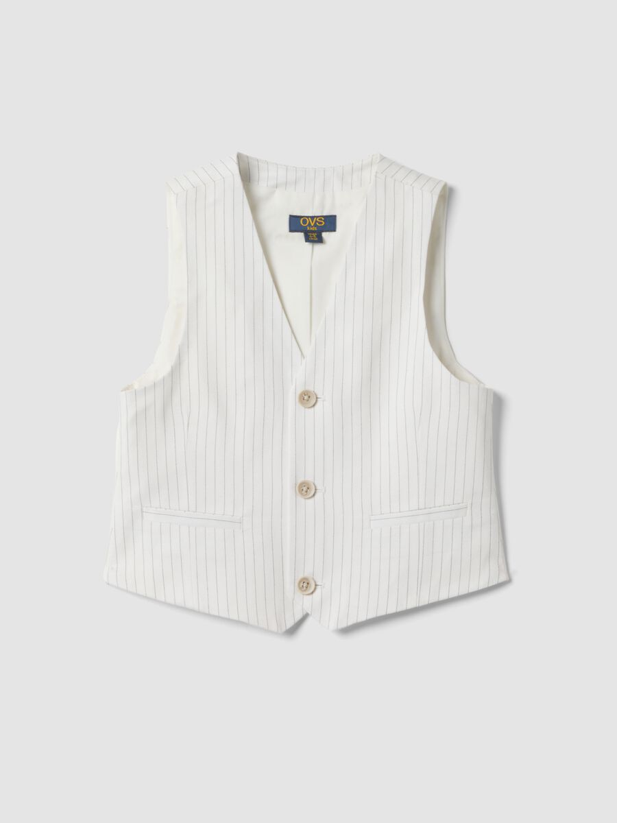 White pinstripe pure cotton waistcoat_0