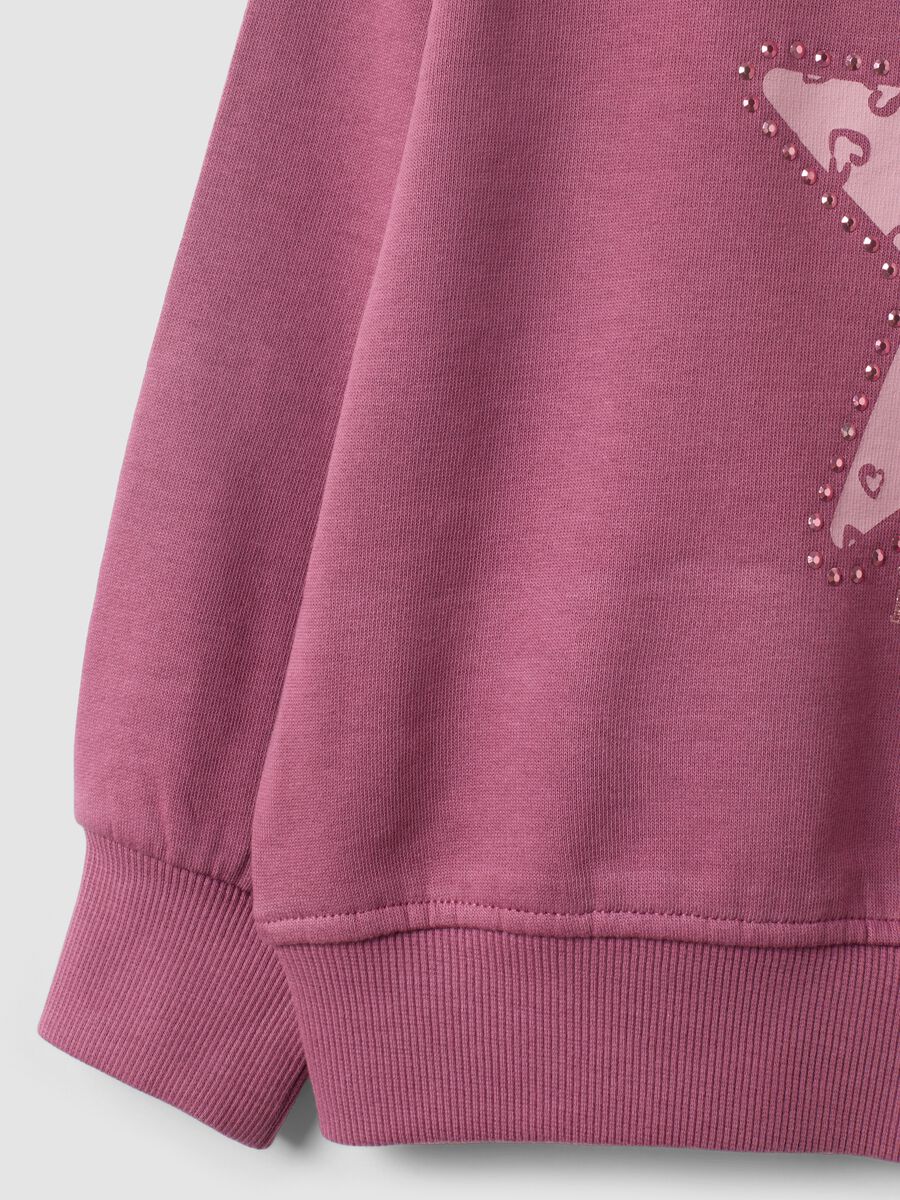 Purple pure cotton sweatshirt with star print, regular fit for girls_3