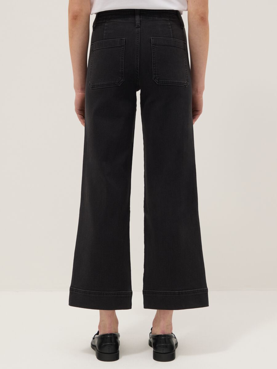Black Stretch Cotton Wide Leg Jeans_2