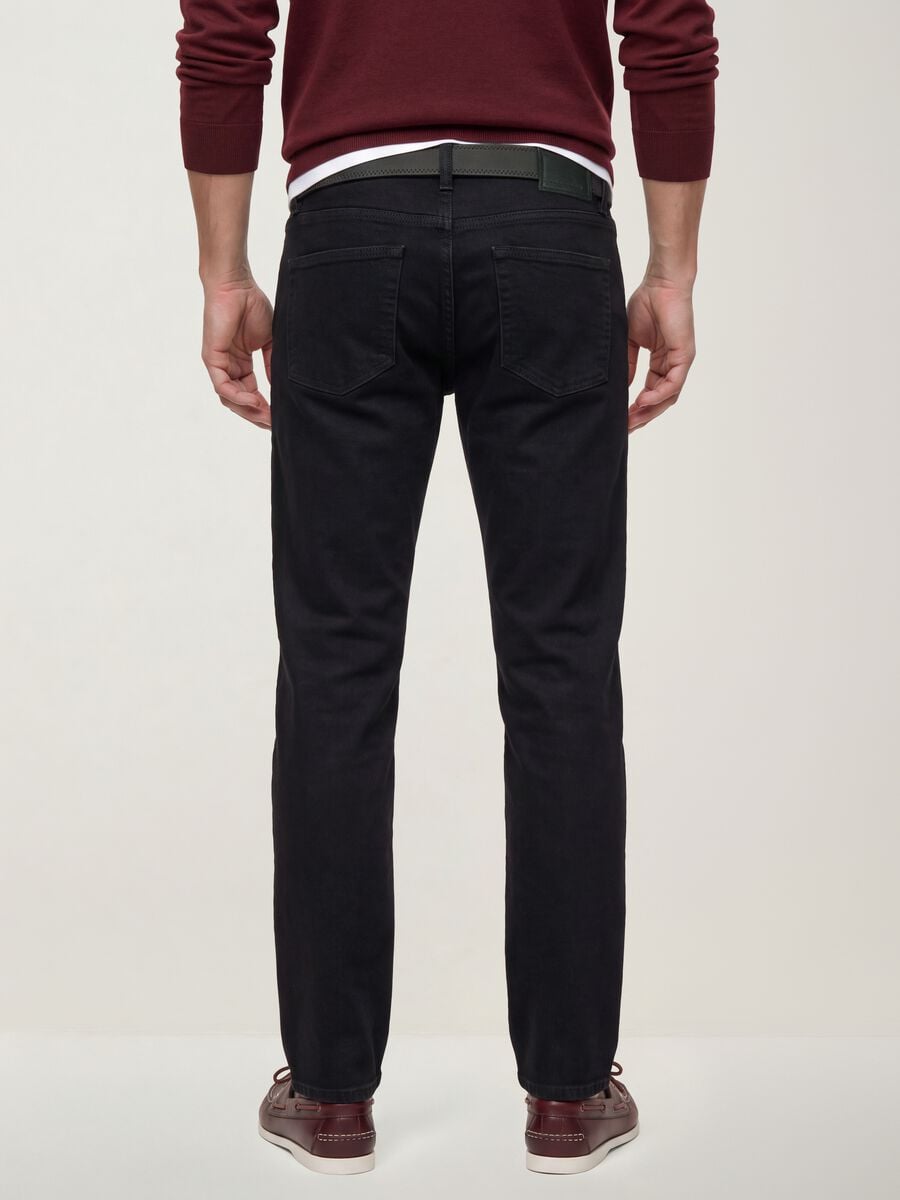 Black stretch-cotton denim jeans, regular fit_3