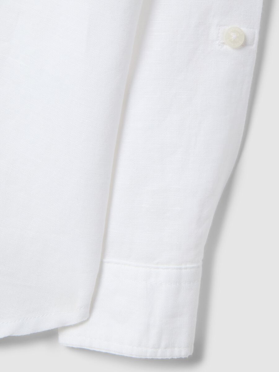Boys' white linen-cotton blend shirt regular fit_3