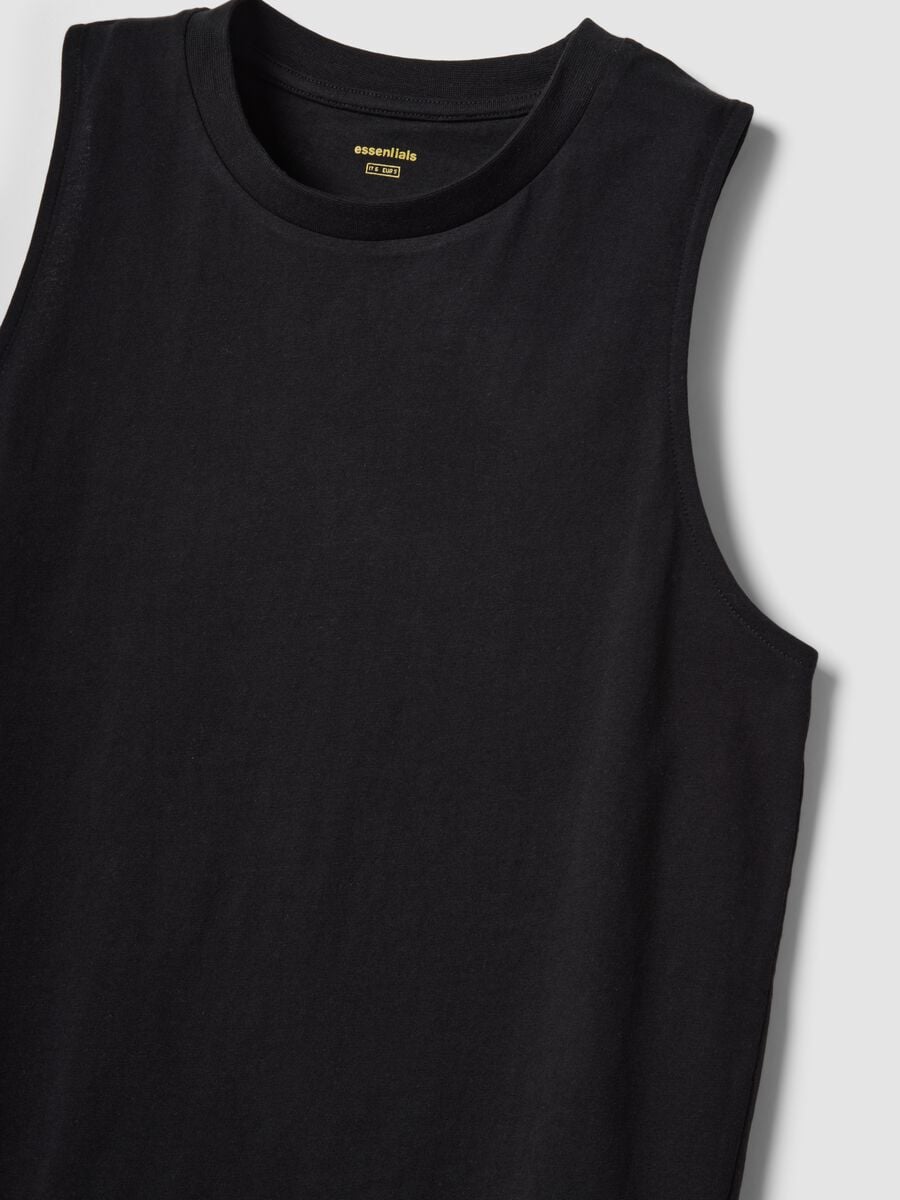 Schwarzes Tanktop aus reiner Baumwolle_5