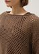 Brown cotton-blend oversized fit net texture jumper_3