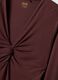 T-shirt marrone in viscosa elasticizzata con arricciatura frontale slim fit_5