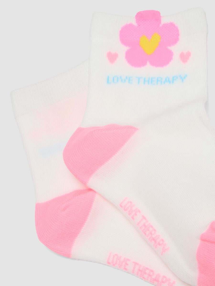 2-pack of white floral ankle socks in stretch organic cotton_1
