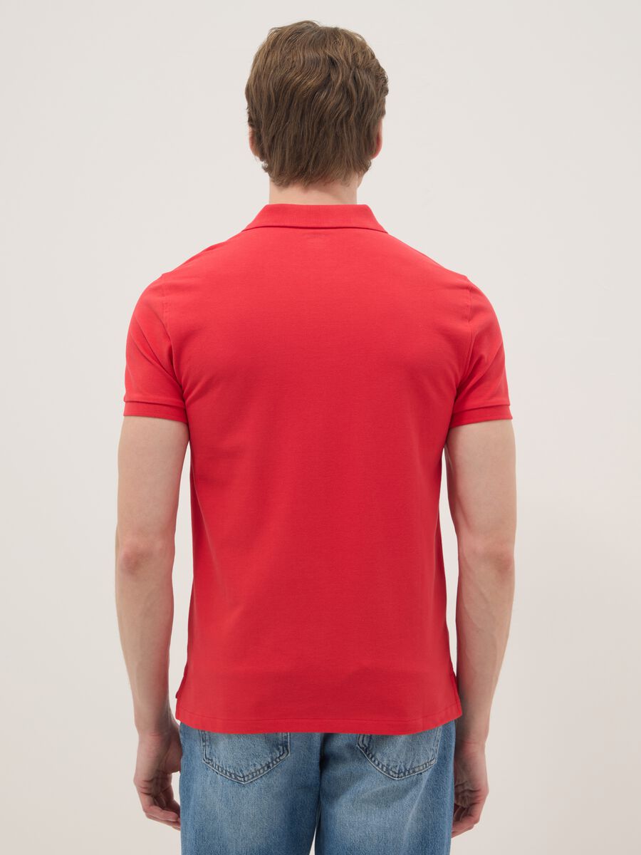 Slim fit pure cotton red short sleeve polo shirt_3