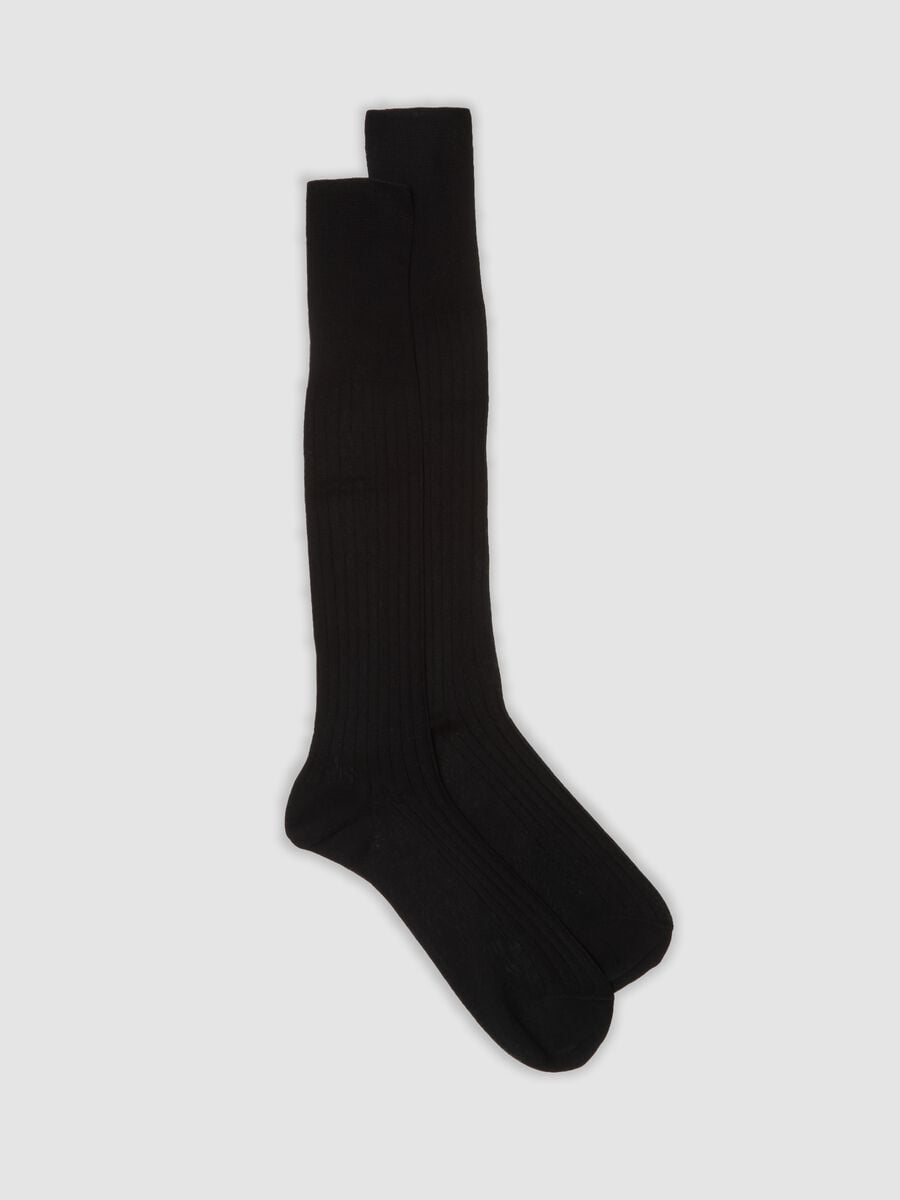 Black long socks in pure cotton_0