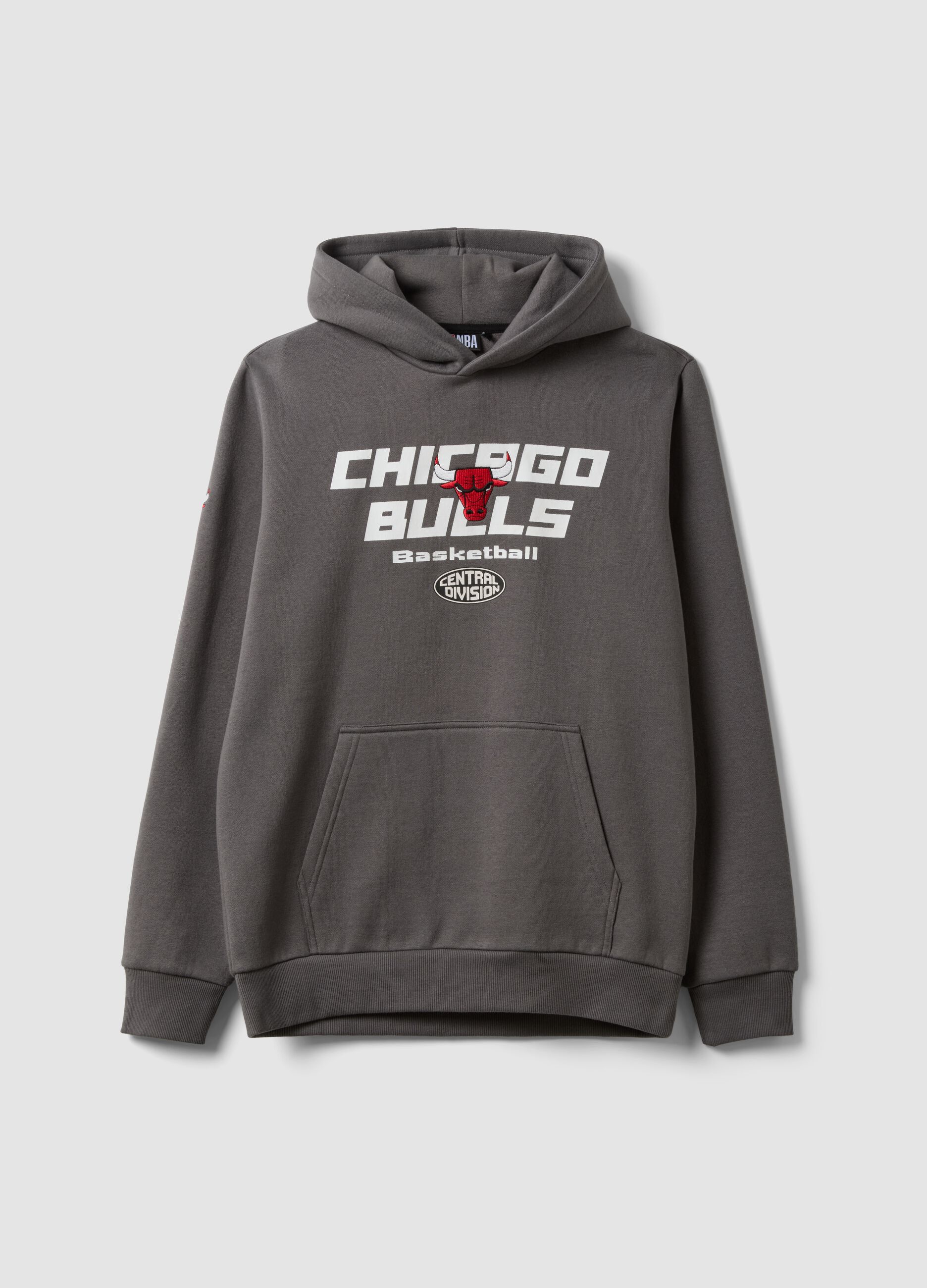 Sweat com capuz cinzenta em mistura de algod&atilde;o com estampado Chicago Bulls