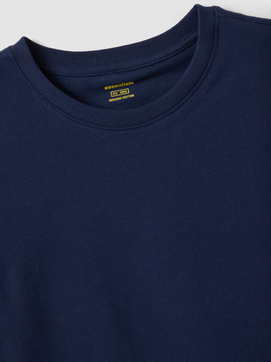 Blaues Kurzarm-T-Shirt aus reiner Baumwolle, Regular Fit_5