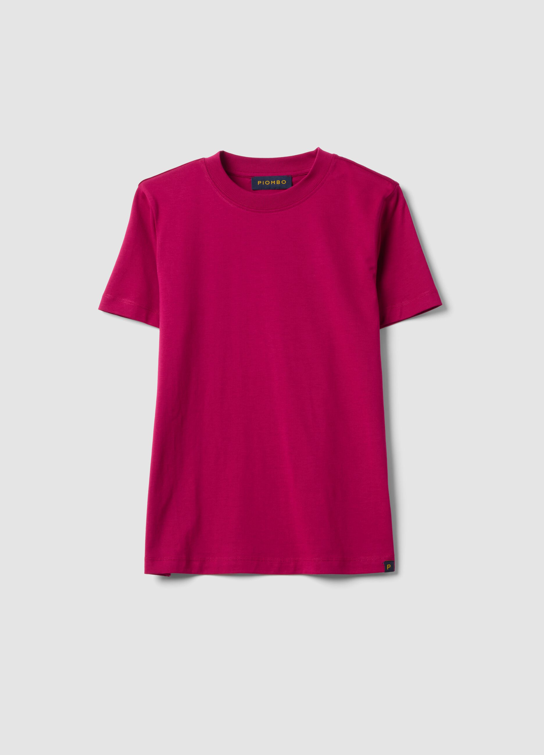 Pink regular-fit crew-neck T-shirt in pure Supima cotton