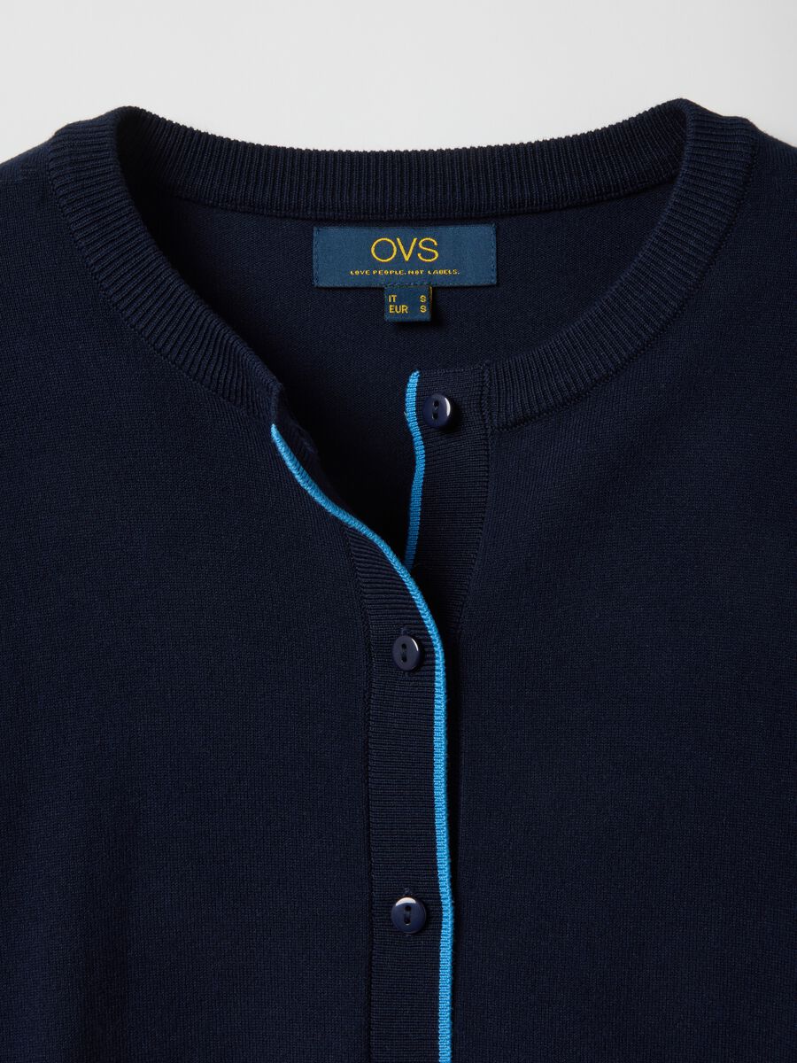 Blue Viscose Blend Cardigan Regular Fit_5