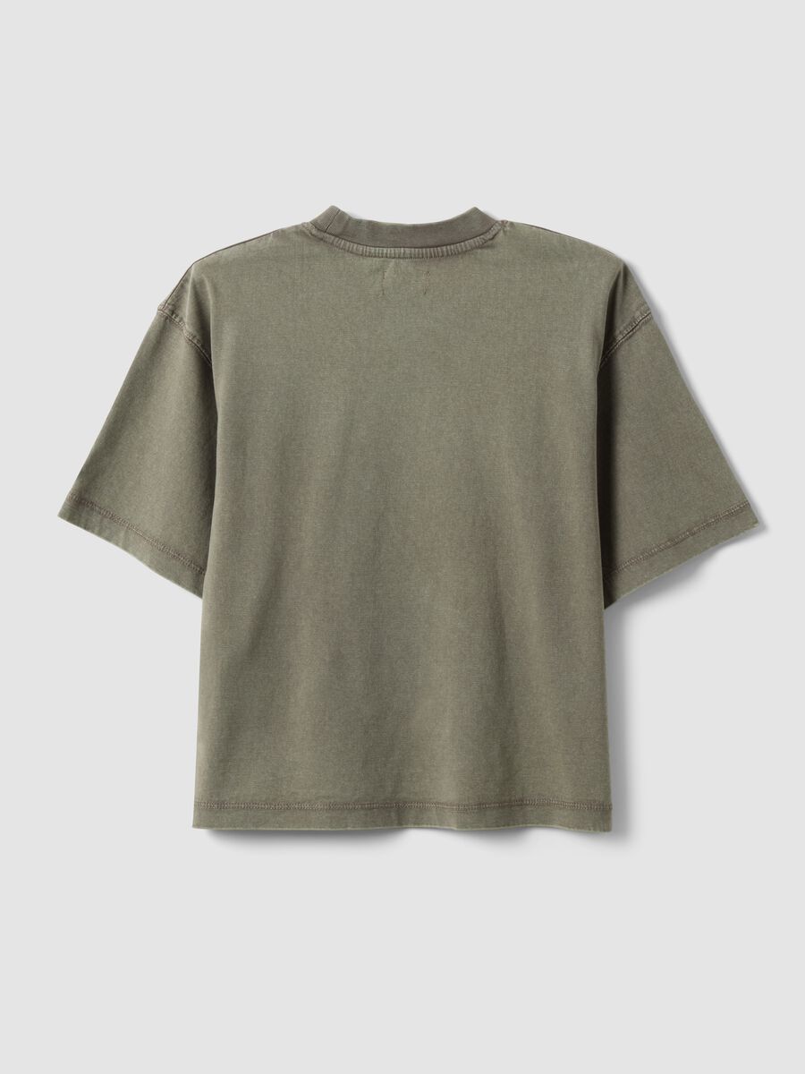 Camiseta verde de algod&oacute;n puro para ni&ntilde;a, corte oversize_1