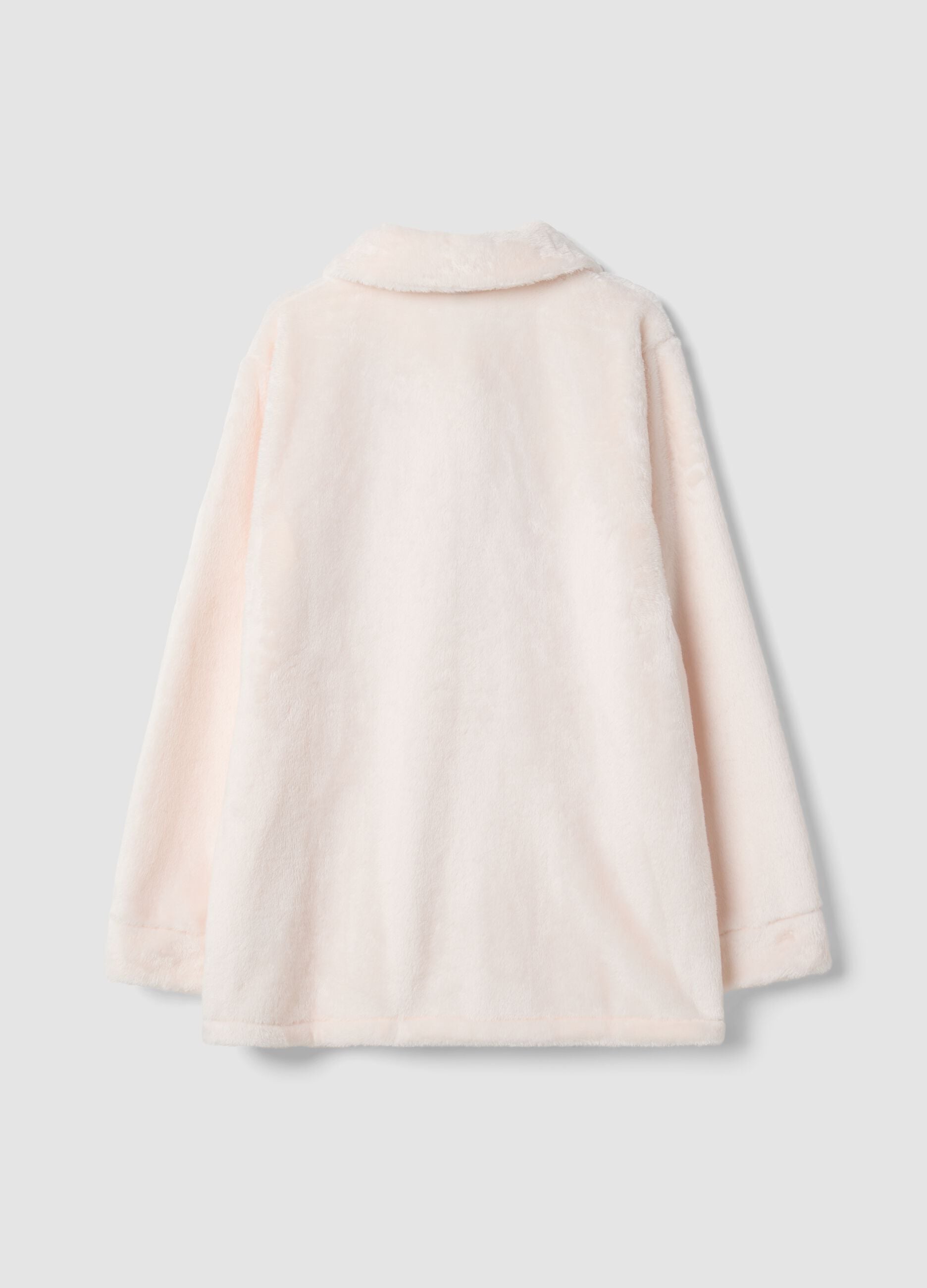 Soft white dressing gown with buttons and pockets