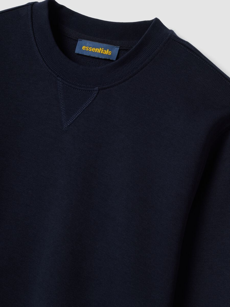 Blue crew-neck sweatshirt in cotton blend, regular fit_6
