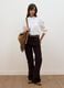 Brown flared ribbed stretch-cotton trousers_0