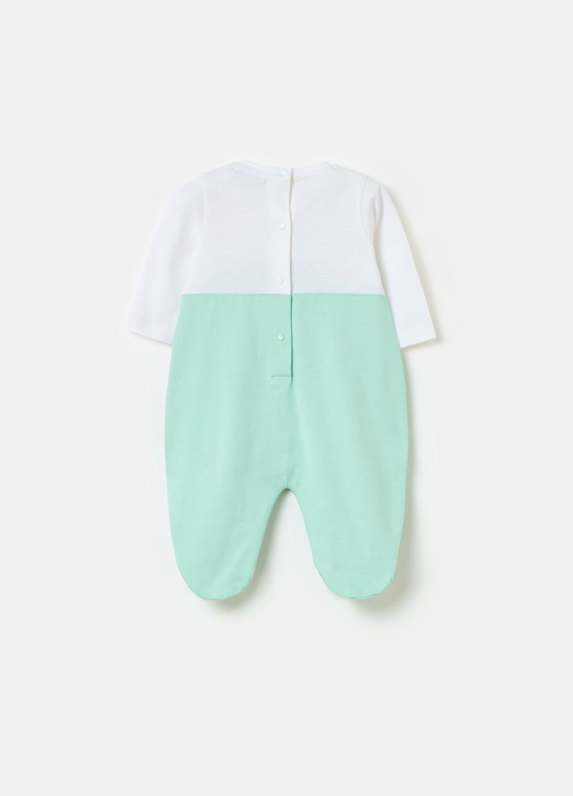 Organic cotton onesie with feet and print