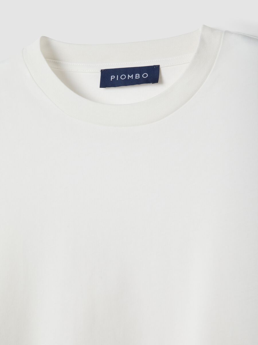 White cotton blend short-sleeve t-shirt regular fit_5