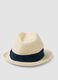Beige paper-blend hat with blue band_2