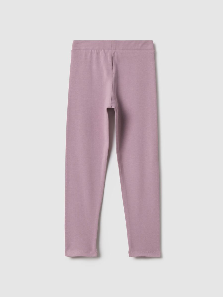 Girls' Stretch Cotton Pink Skinny Fit Leggings_1