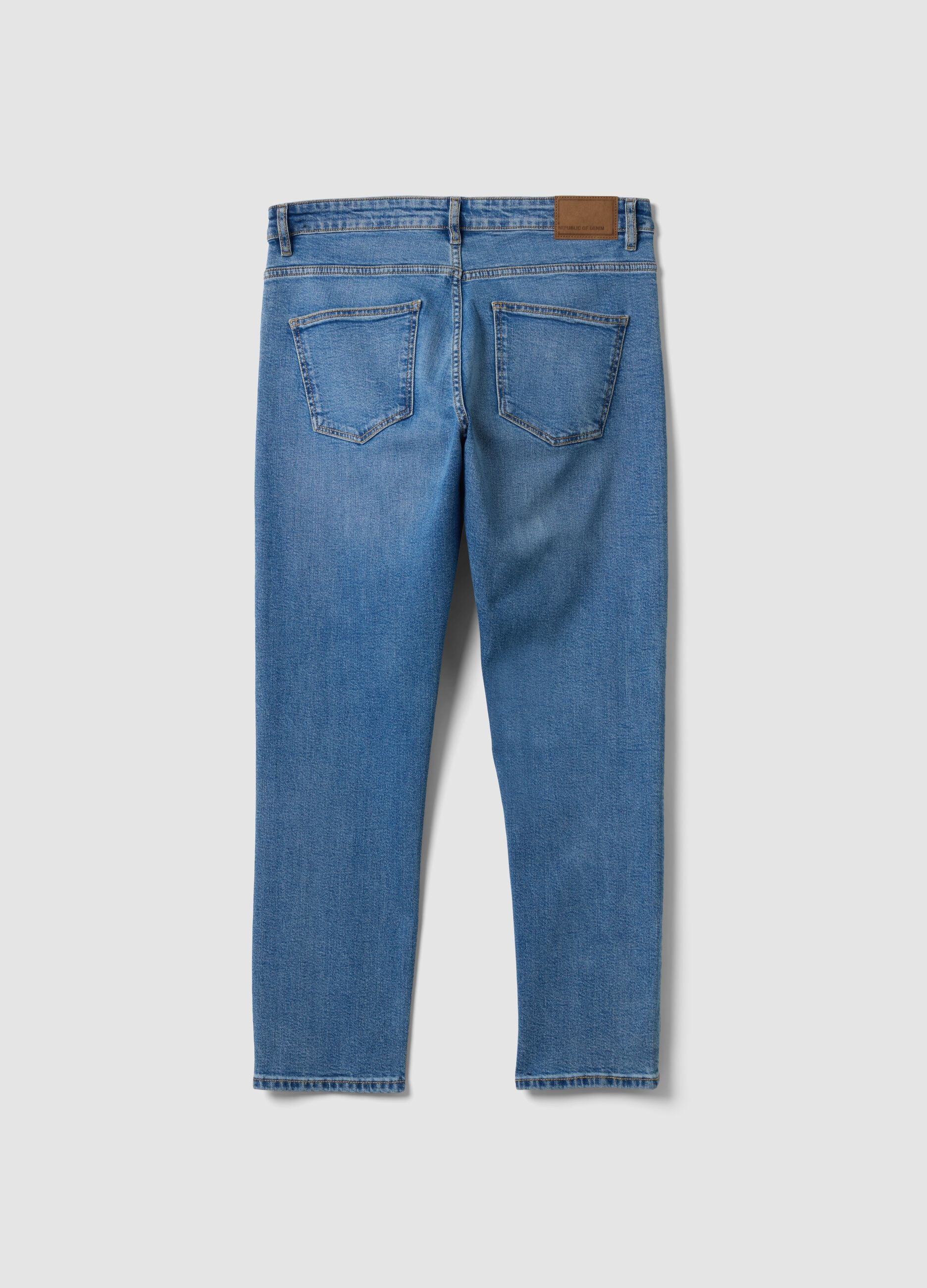 Cal&ccedil;as de ganga azuis slim fit em algod&atilde;o el&aacute;stico