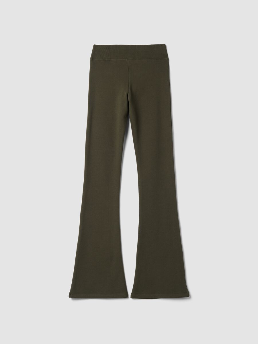 Pantaloni verdi flare in cotone elasticizzato_2