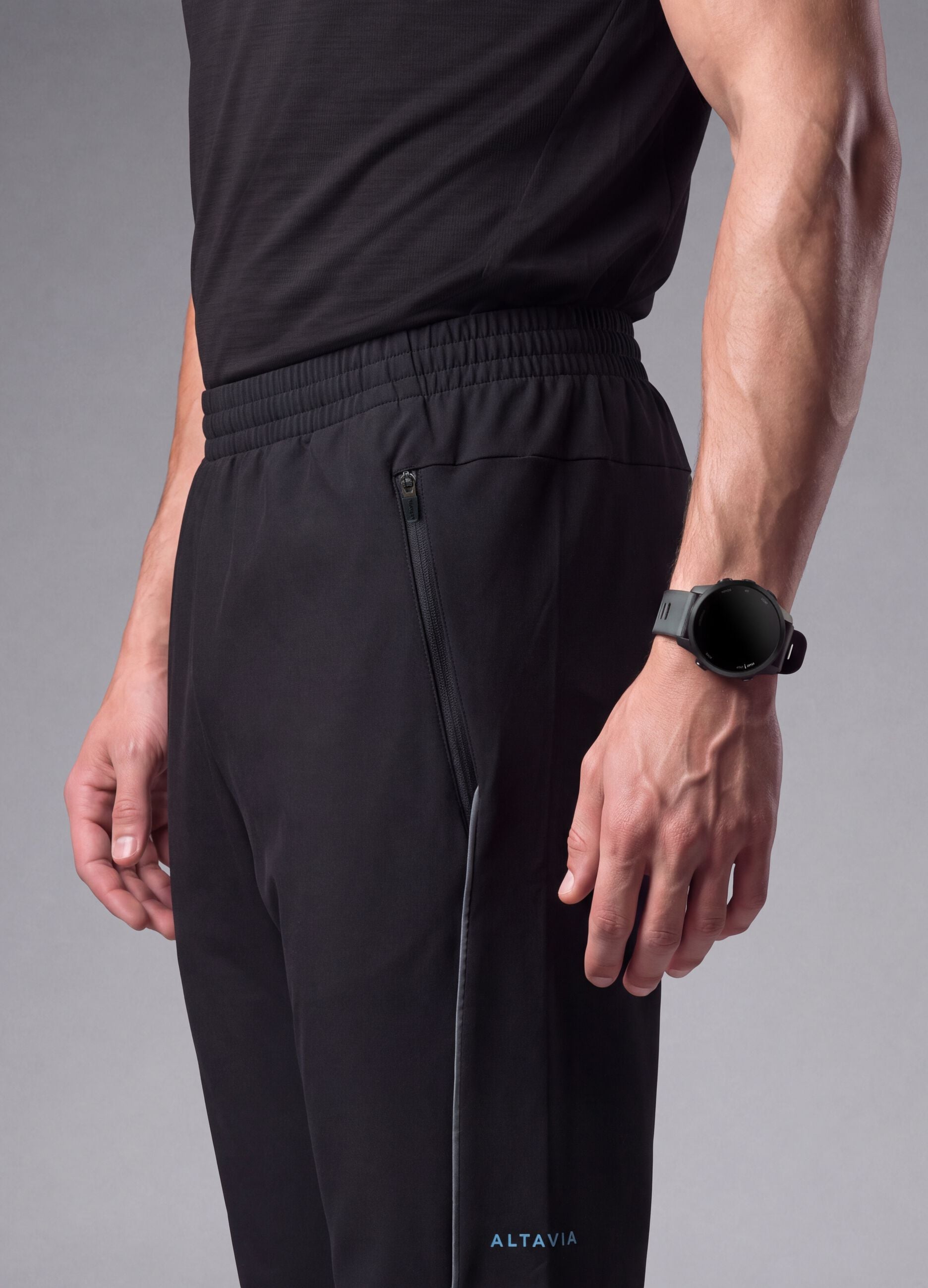 Black Easy Dry ALTAVIA stretch running trousers