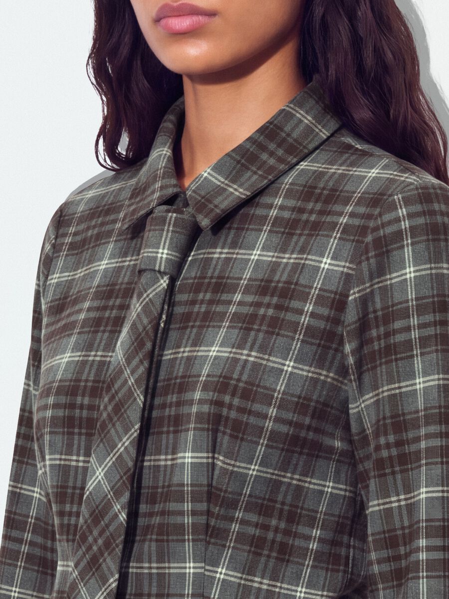 Camicia flanella grigia in viscosa elasticizzata con cravatta slim fit_2