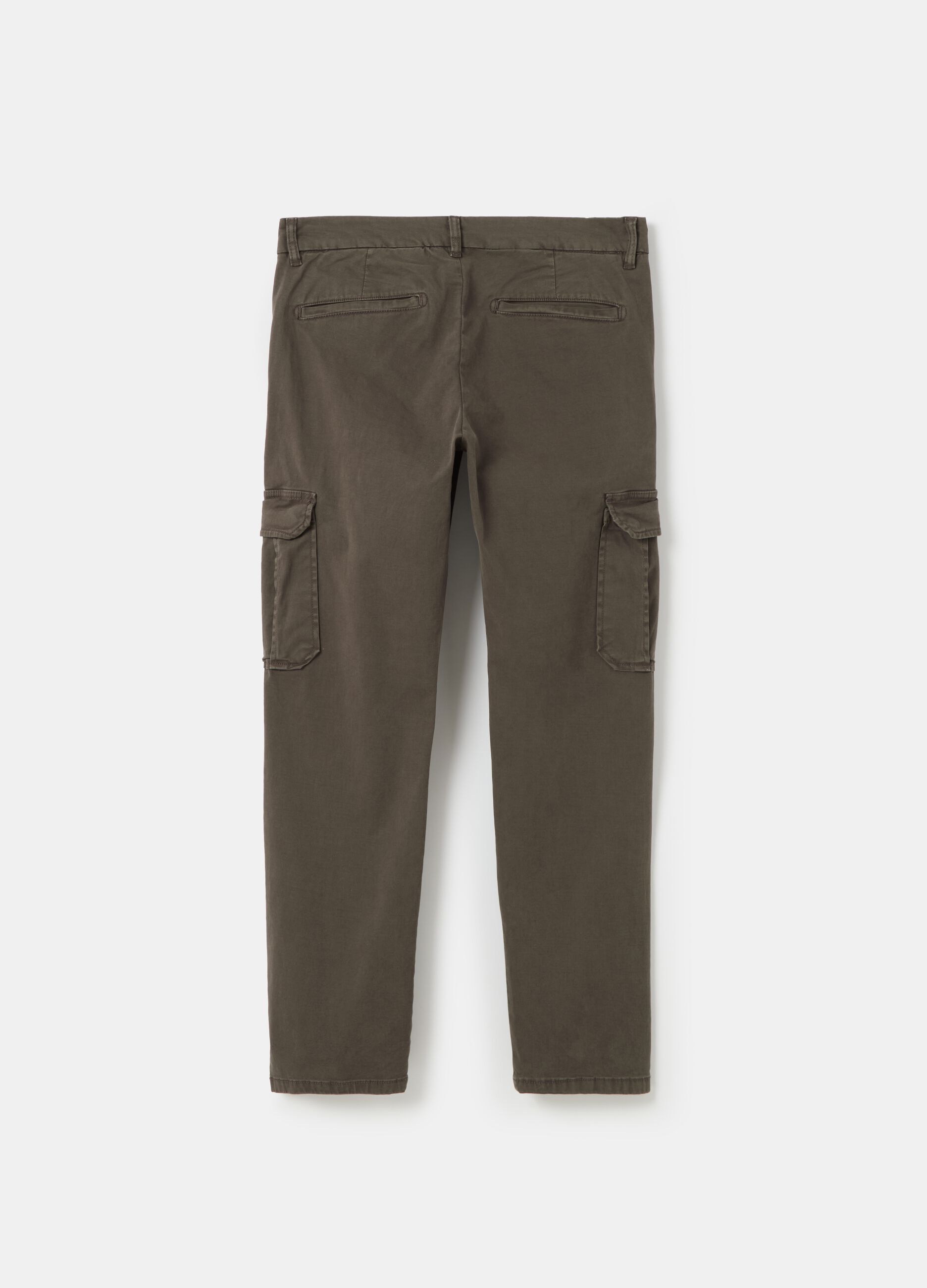 Stretch cotton cargo-cut chino trousers