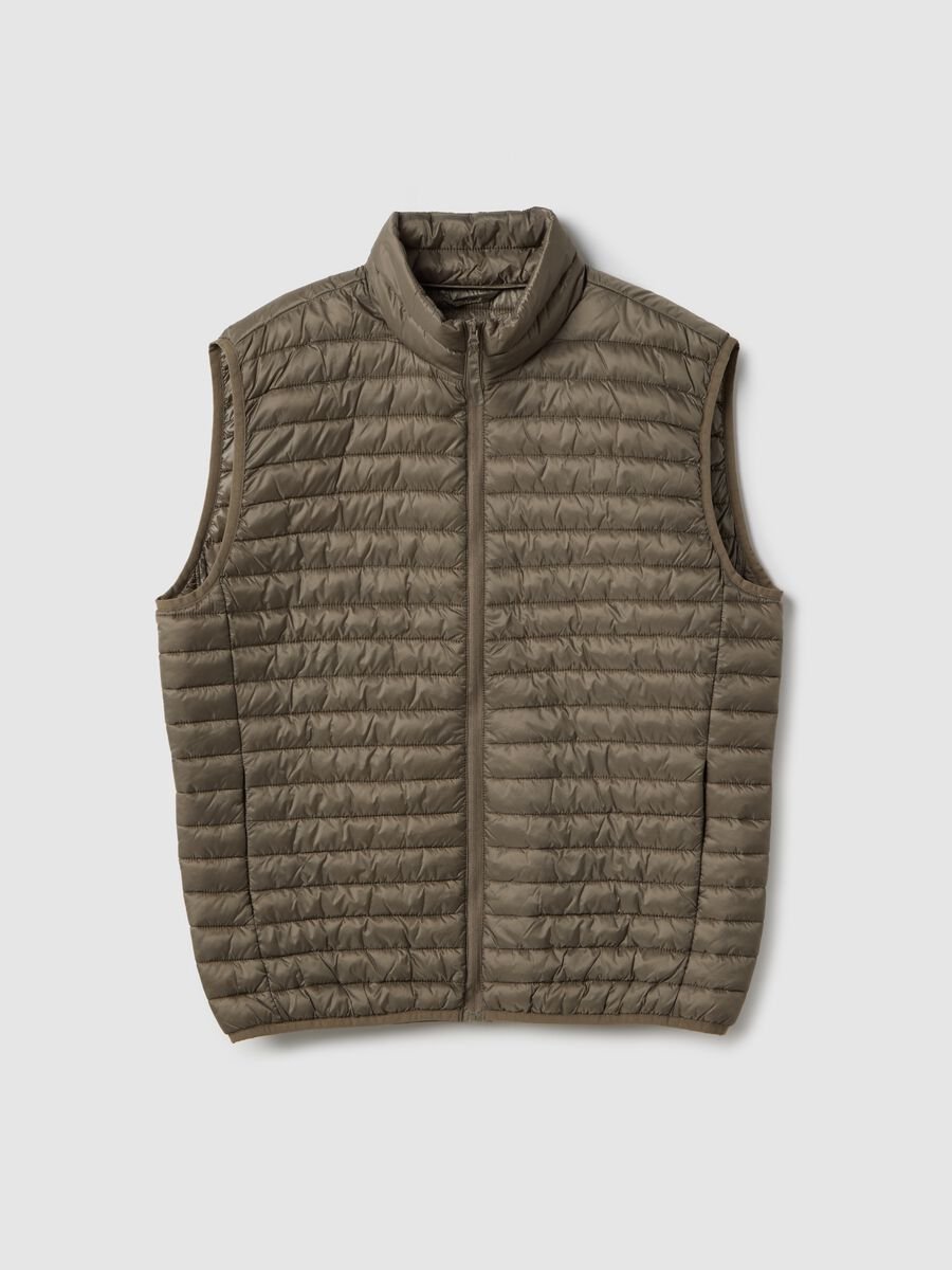 Brown ultra-lightweight regular fit gilet without hood_0