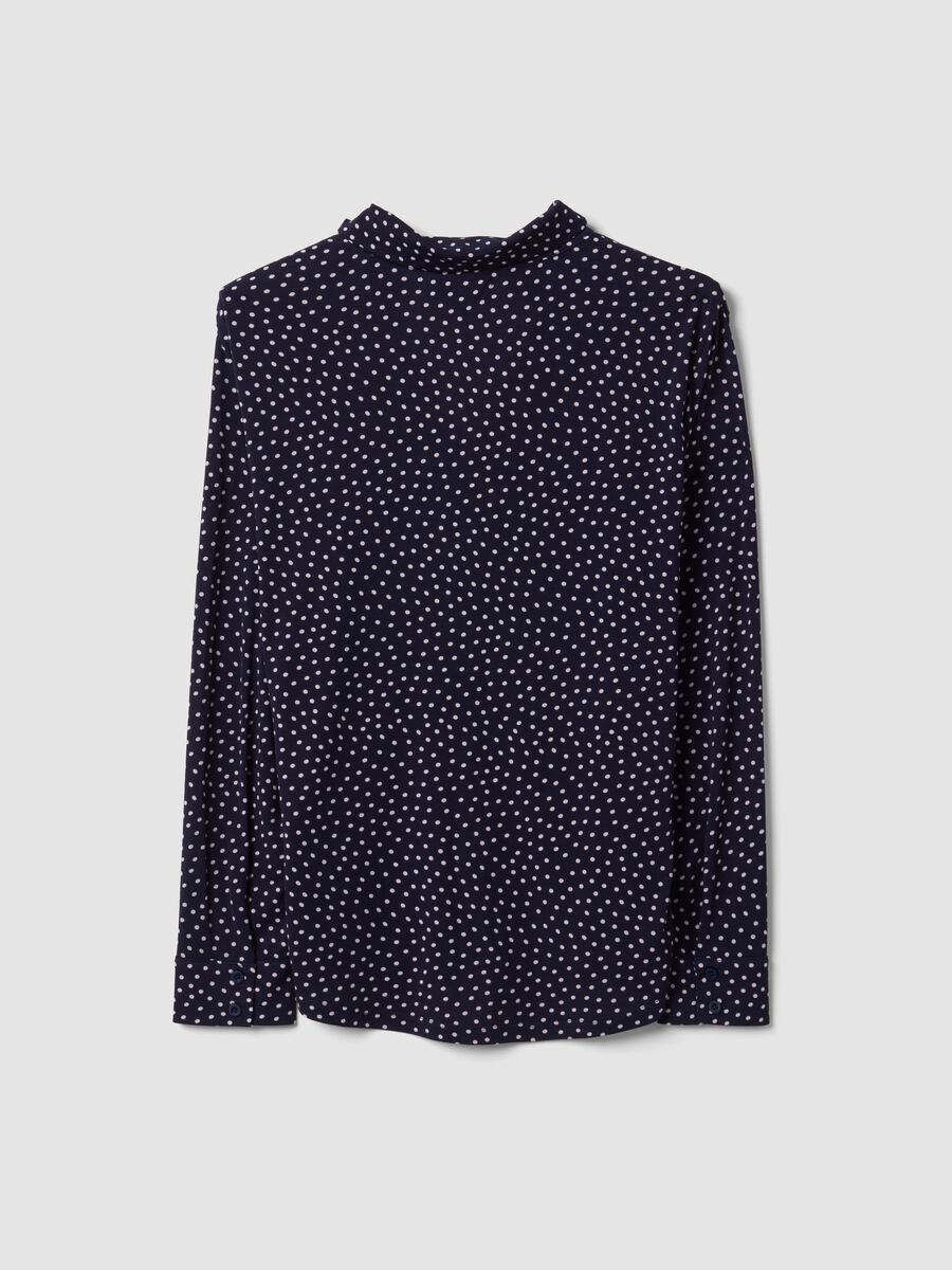 Blue stretch-fabric T-shirt with polka-dot collar, regular fit_2